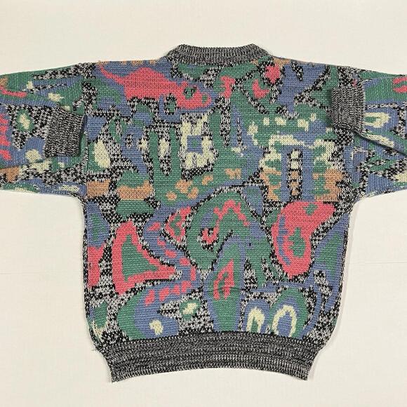 Vintage Heet Sportswear Thick Sweater Geometric Abstract Sweatshirt Sz M - Picture 8 of 10